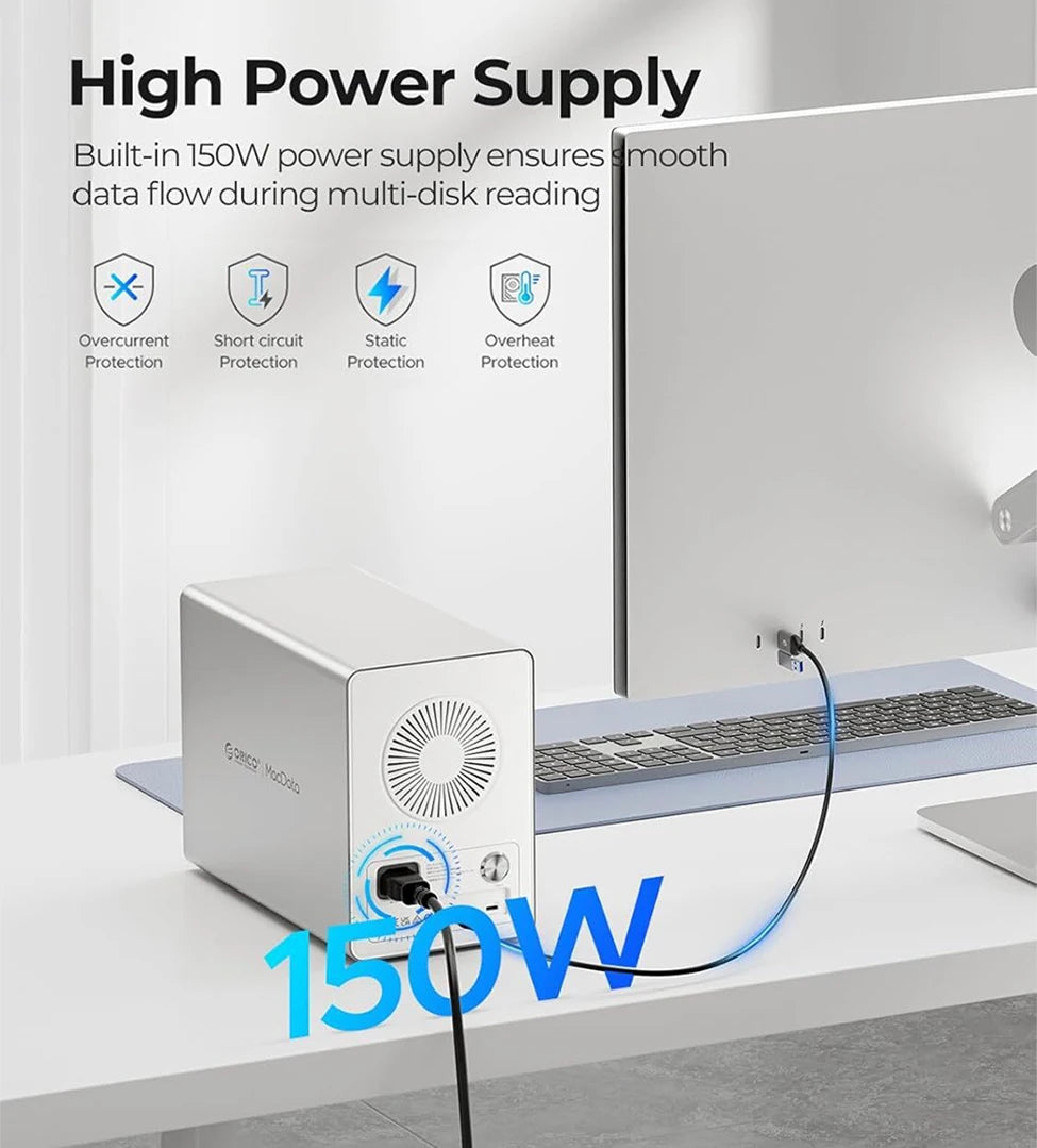 ORICO 4/5 Bay 10Gbps SATA HDD Docking Station SSD Enclosure 2.5"3.5"Hard Drive External Case USB 3.2 Type C HD House Daisy Chain