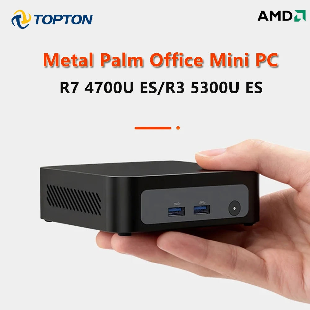 Topton Palm Gaming Mini PC AMD Ryzen 3 5300U ES 7 4700U ES 2*M.2 Slots 2*DDR4 Portable Office Desktop PC Windows 11 MiniPC WiFi6