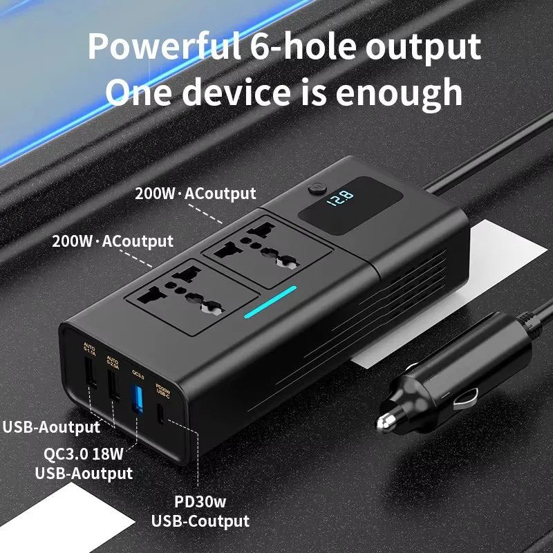 Car Inverter Car Cigarette Iighter 12v Can Be Converted To 110v Or 220v Power Conversion Fast Charger Car Socket Multi-Function