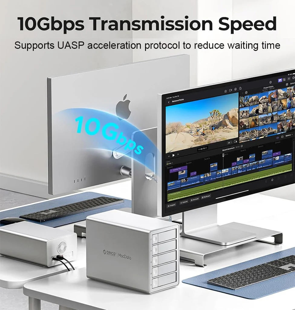 ORICO 4/5 Bay 10Gbps SATA HDD Docking Station SSD Enclosure 2.5"3.5"Hard Drive External Case USB 3.2 Type C HD House Daisy Chain