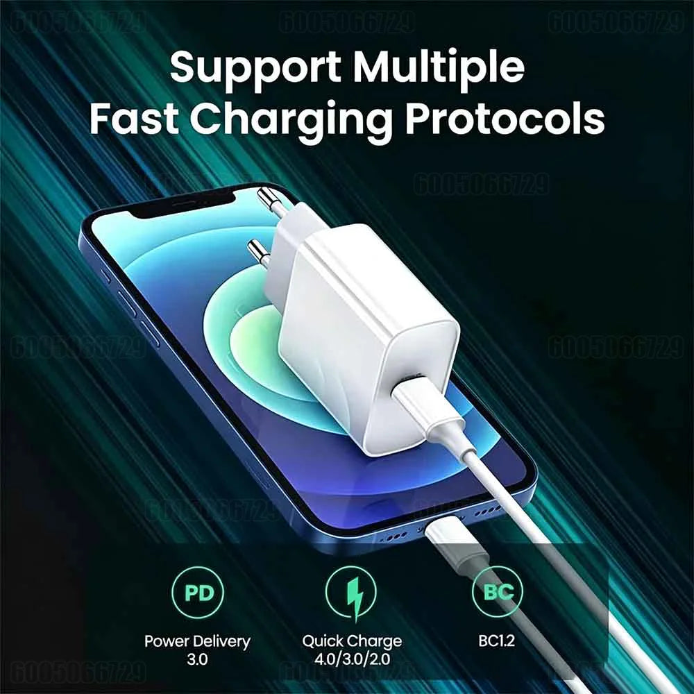 Original 40W PD Fast Charger for iPhone 17 Pro Max Air 15 16 Plus 14 13 12 11 XS Max XR Quick Charging Cable USB C Power Adapter